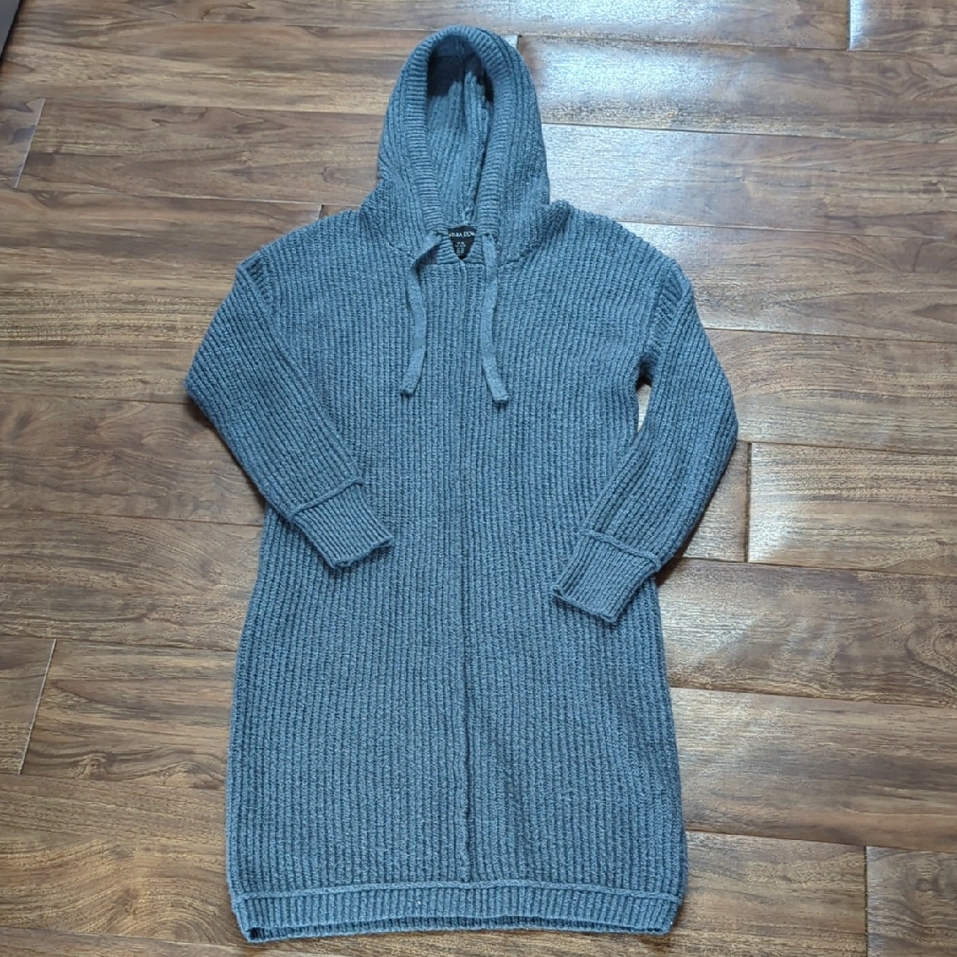 Cozy Blue Hooded Knit Sweater Dress